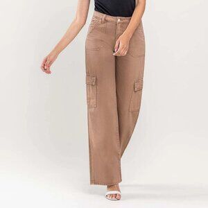 031 - High Rise Utility Cargo Wide Jeans in Sinopia Fresco